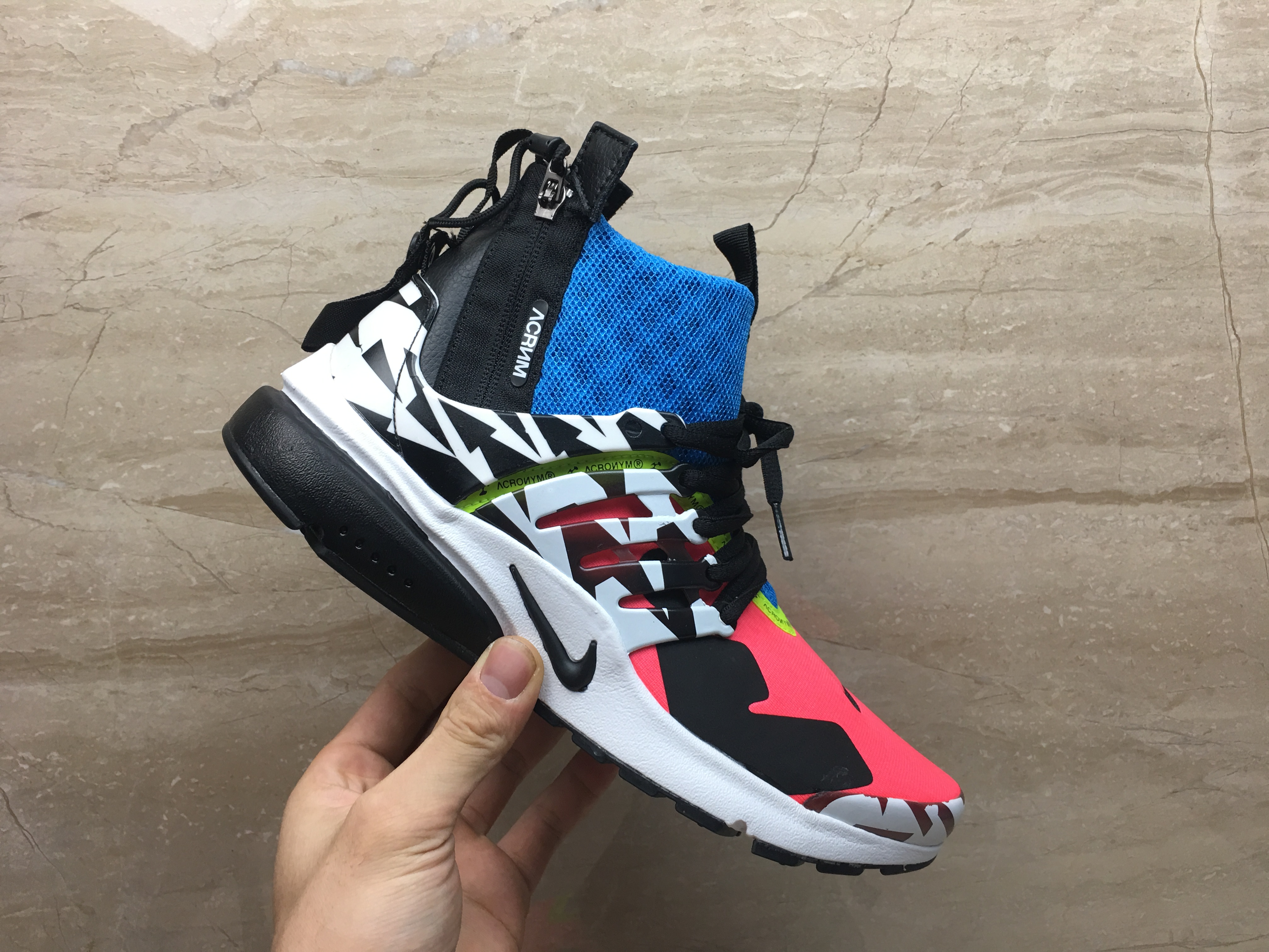 Acronym x Nike Air Presto Mid Black Pink White Blue Shoes